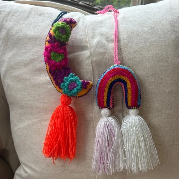 Handmade Moon & Rainbow Tassel Charms - Bright Multicolor - Picture 7 of 7